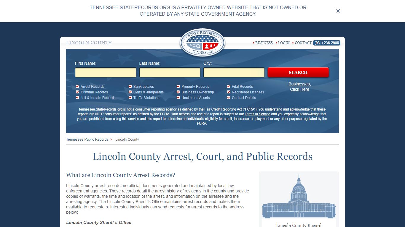 Lincoln County Arrest, Court, and Public Records